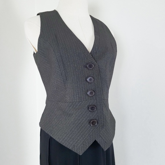 Y2K Fitted Waistcoat Button Down Sleeveless V-neck Tight - Picture 4 of 15